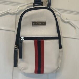 Nautica Men's Belt Bag in White with Red Stripes
